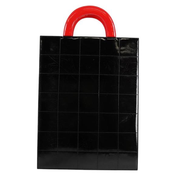 CHANEL Mademoiselle Choco Bar line Tote Bag Leather Red CC Auth 135950V - Picture 2 of 16